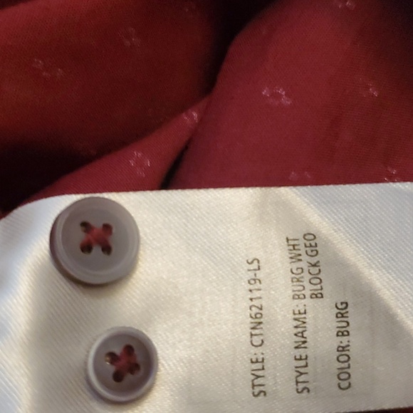 Craft +Flow Mens Button Down Collar Shirt Burgundy/White Geo Print, Design Cuff - Picture 12 of 12